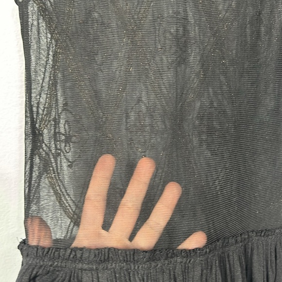 Free People S Black Mesh Tulle Shirt Beaded Embellished Boho Gypsy Tunic Top XS - Picture 8 of 9